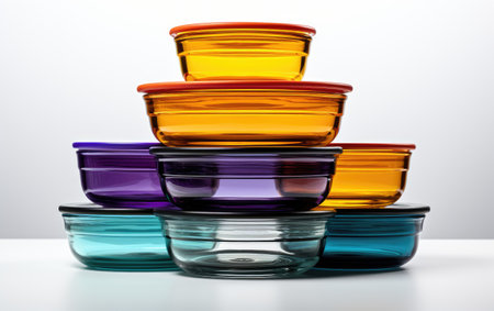 Captivating and Collection of Set of Stackable Glass Storage on White or PNG Transparent Backgroundの素材