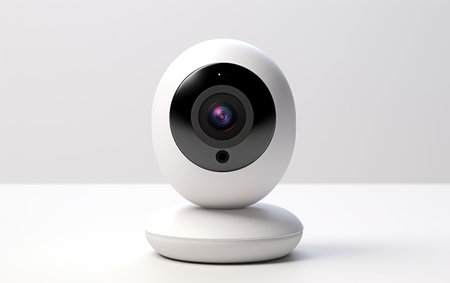 Digital Smart Home Security Camera on White or PNG Transparent Backgroundの素材