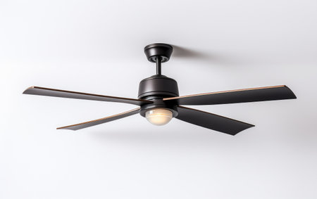 Charming Sleek and Modern Ceiling Fan on White or PNG Transparent Backgroundの素材
