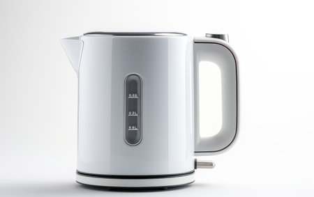 Charming Sleek and Modern Electric Kettle on White or PNG Transparent Backgroundの素材