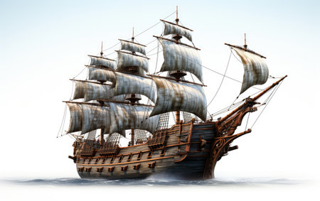 Ancient Attractive Ship on White or PNG Transparent Backgroundの素材