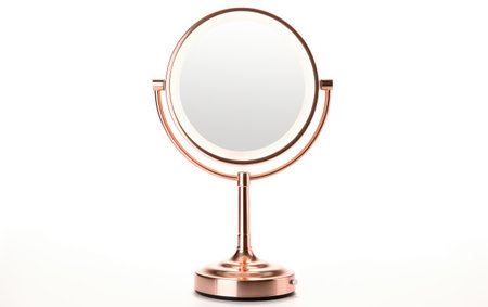 Versatile Radiance Adjustable Backlit Mirror on a White or Clear Surface PNG Transparent Backgroundの素材