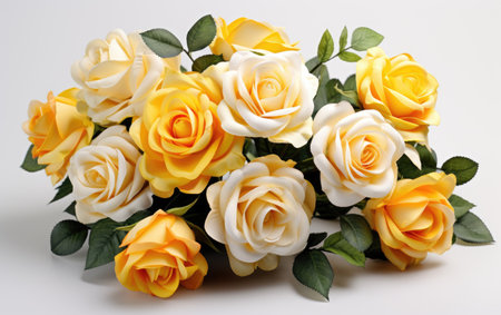 Sunshine Bouquet Yellow White Roses on a White or Clear Surface PNG Transparent Backgroundの素材