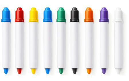 Magnetic Set Whiteboard Markers on a White or Clear Surface PNG Transparent Backgroundの素材