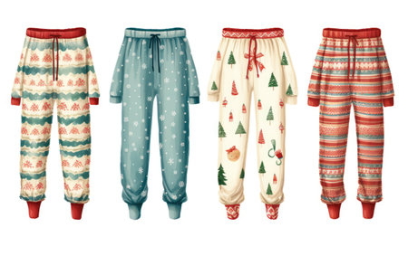 Whimsical Christmas Pajamas Cozy Collection on a White or Clear Surface PNG Transparent Backgroundの素材