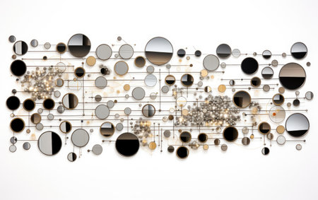 Reflective Array in Artistic Collage on a White or Clear Surface PNG Transparent Backgroundの素材
