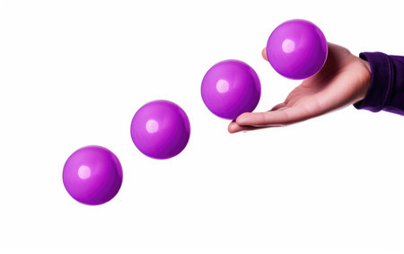 Balancing Act Purple Hues Juggle on a White or Clear Surface PNG Transparent Backgroundの素材