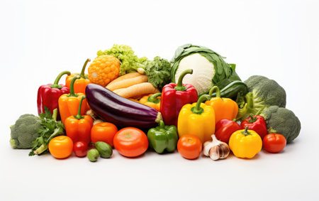 Collection of Different Colorful Vegetables on White or PNG Transparent Background.の素材