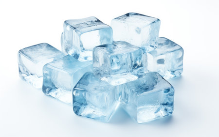Collection of Ice Cubes on White or PNG Transparent Background.の素材