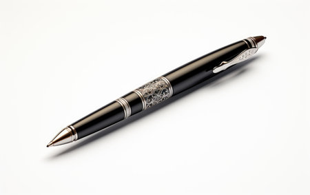 Modern Black Color Classic and Elegant Ballpoint on White or PNG Transparent Background.の素材