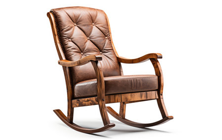 Captivating Classic and Elegant Wooden Chair on White or PNG Transparent Background.の素材