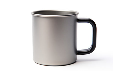Fascinating Modern Stainless Steel Coffee Mug on White or PNG Transparent Background.の素材