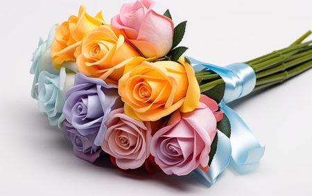 Stylishly Wrapped Pastel Roses Bouquet Flowersの素材