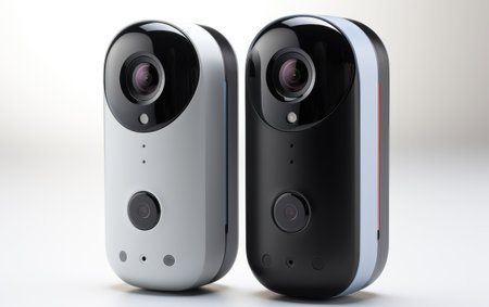 White and Silver Smart Device Wireless Button Cameraの素材
