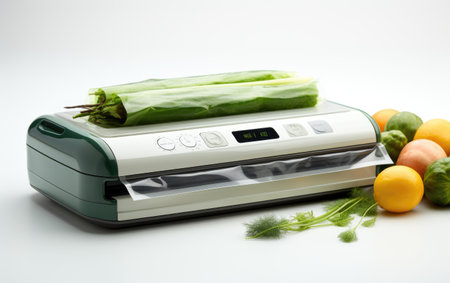 White and Green Food Container Packaging Machineの素材