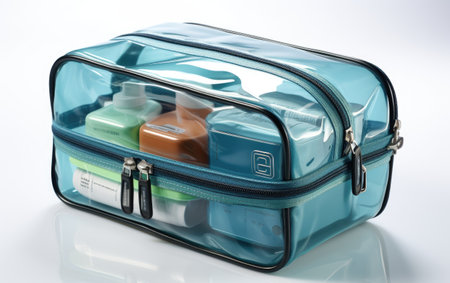 Blue Color Cosmetic Bag Ladies Fashion Makeupの素材