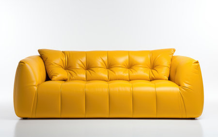 Comfortable Yellow Color Contemporary Sofa Isolated on White Backgroundの素材