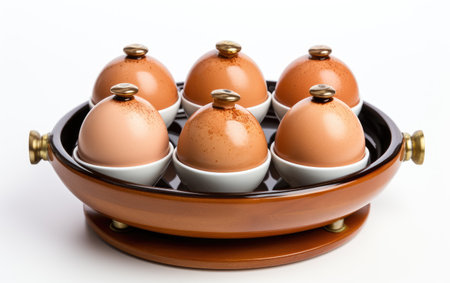 Collection of Clay Egg Cook Isolated on White Backgroundの素材