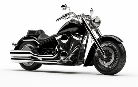 A Cruiser Motorcycle Captured in Exquisite Detail Isolated on White Backgroundの素材