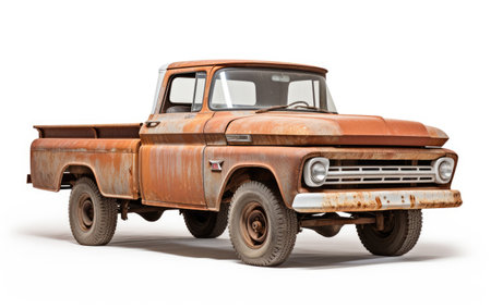 Rugged Pickup Truck Unveiled Isolated on White Backgroundの素材