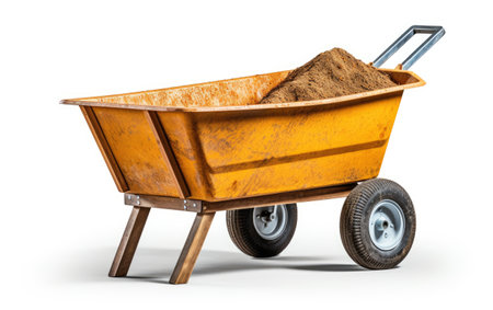 A Glimpse of a Reliable Isolated Wheelbarrow Isolated on White Backgroundの素材