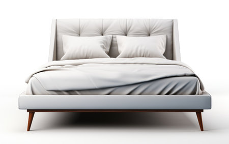 Sleek Bed Frame Imagery for Style Isolated on White Backgroundの素材