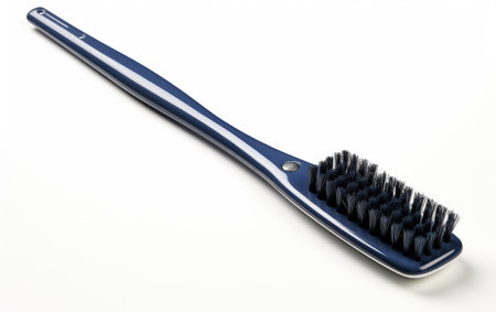 A View of a Sleek Navy Blue Dish Rack Isolated on White Backgroundの素材