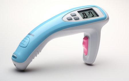 Sleek Infrared Thermometer Imagery for Efficiency Isolated on White Backgroundの素材