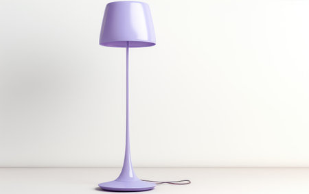 Chic Illumination Trendy Lavender Plastic Floor Lamp Showcase Isolated on White Backgroundの素材