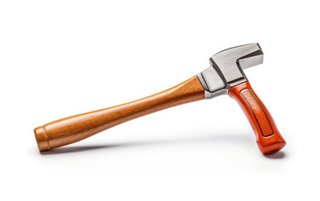 A Glimpse of a Sturdy Claw Hammer with Comfortable Grip Isolated on White Backgroundの素材