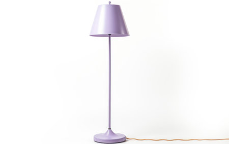 Modern Elegance Trendy Lavender Plastic Floor Lamp Illumination Isolated on White Backgroundの素材