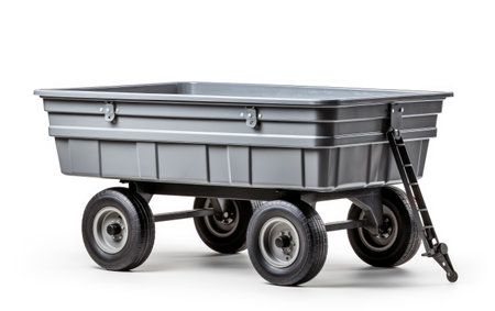 Gray Elegance on Wheels Stylish Plastic and Steel Wagon Isolated on White Backgroundの素材
