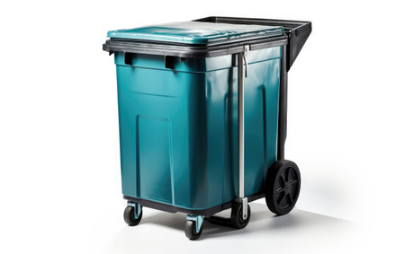 Discover the Allure of Teal Plastic and Steel Trash Elegance Isolated on White Backgroundの素材