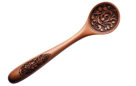 Discover the Handcrafted Beauty of a Clay Ladle with Graceful Curves Isolated on White Backgroundの素材