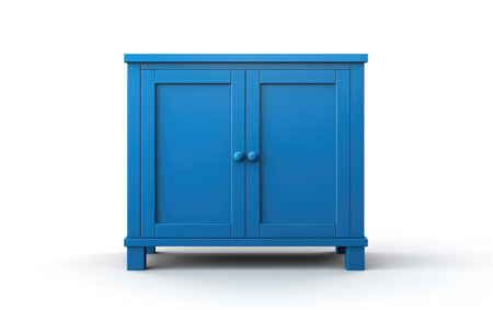 A Calming Presence: Blue Color Cabinet Isolated on White Isolated on White Backgroundの素材