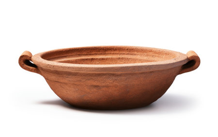 A Glimpse of Clay Kadai Wok Traditional Culinary Charm Isolated on White Backgroundの素材