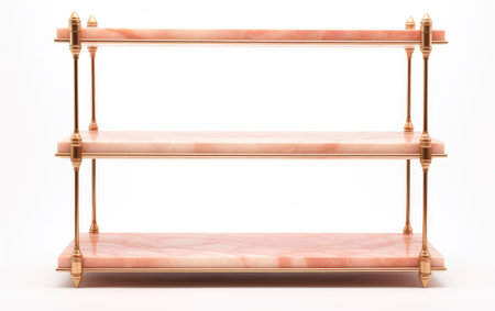 One Image of a Chic Peach Marble Display Rack with Gold Isolated on White Backgroundの素材