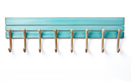 Aqua Blue Wooden Beach Tray for Coastal Elegance Isolated on White Backgroundの素材
