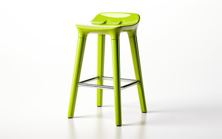 One Image Showcasing an Eye Catching Lime Green Plastic Bar Stool Isolated on White Backgroundの素材