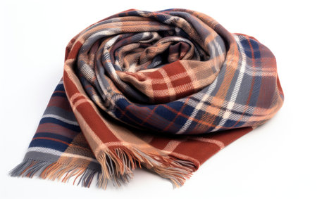 A Glimpse of Plaid Blanket Scarf Coziness Isolated on White Backgroundの素材