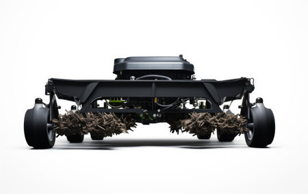 The Side Look of a Black and Motorized Gas Scooter in Actionの素材