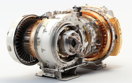 Powerful Propulsion Unveiling the Turboprop Engine Excellence on White or PNG Transparent Backgroundの素材