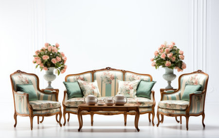 Elegantly Inspired Living Room Set Isolated on White Backgroundの素材