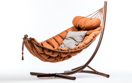 Sleek Metal Frame Hammock Swing Isolated on White Backgroundの素材