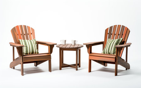 A Glimpse of Folding Adirondack Chairs in a Coordinated Image Isolated on White Backgroundの素材