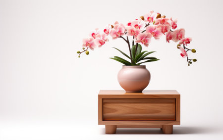 Stylish and Functional Wooden Bedside Table Showcasing Elegance Isolated on White Backgroundの素材