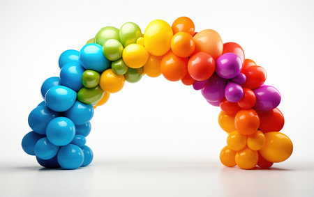 Vibrant and Thematic Balloon Arch Serving Event Elegance Isolated on White Backgroundの素材