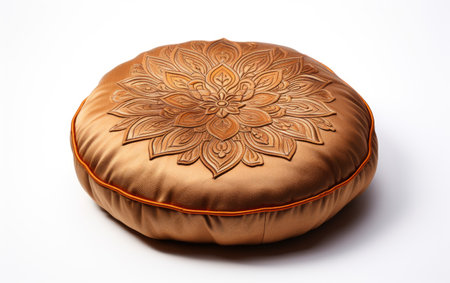 Captivating Design Meditation Cushion with Relaxing Charm Isolated on White Backgroundの素材
