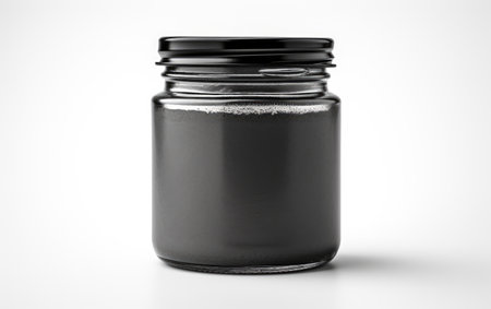 Captivating Design Charcoal Face Mask Jar with Cleansing Charm Isolated on White Backgroundの素材