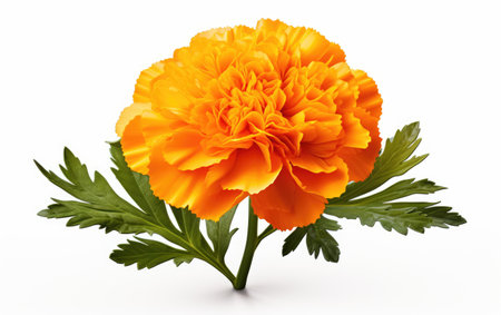 Captivating Bloom Marigold Flower with Cheerful Charm Isolated on White Backgroundの素材